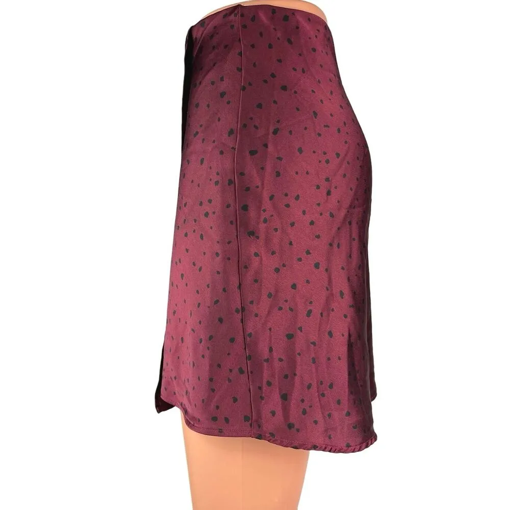 Abercrombie & Fitch Purple Black Dots Silk Satin Mini Slip A-Line Wrap Skirt XXS - Image 2
