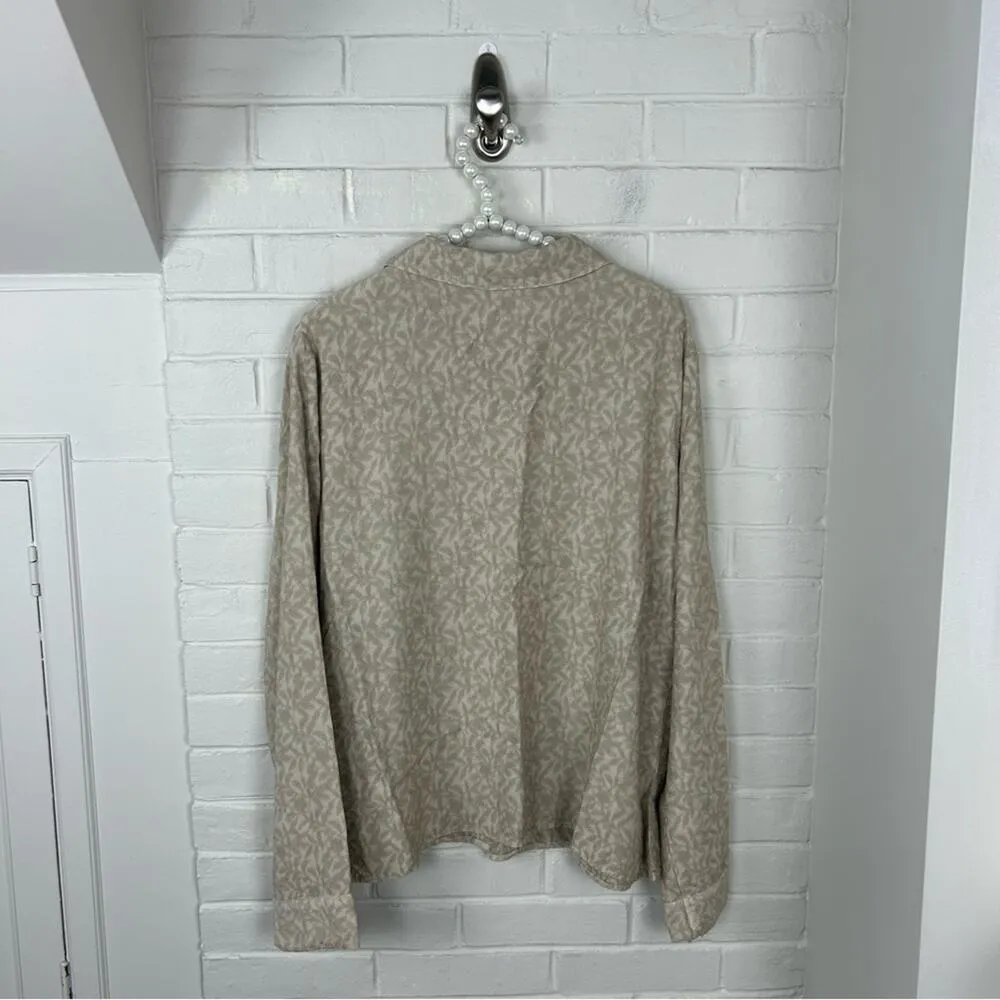 CP Shades Neutral Vine Leaf Embroidered Button Down Long Sleeve Top Size M - Image 10