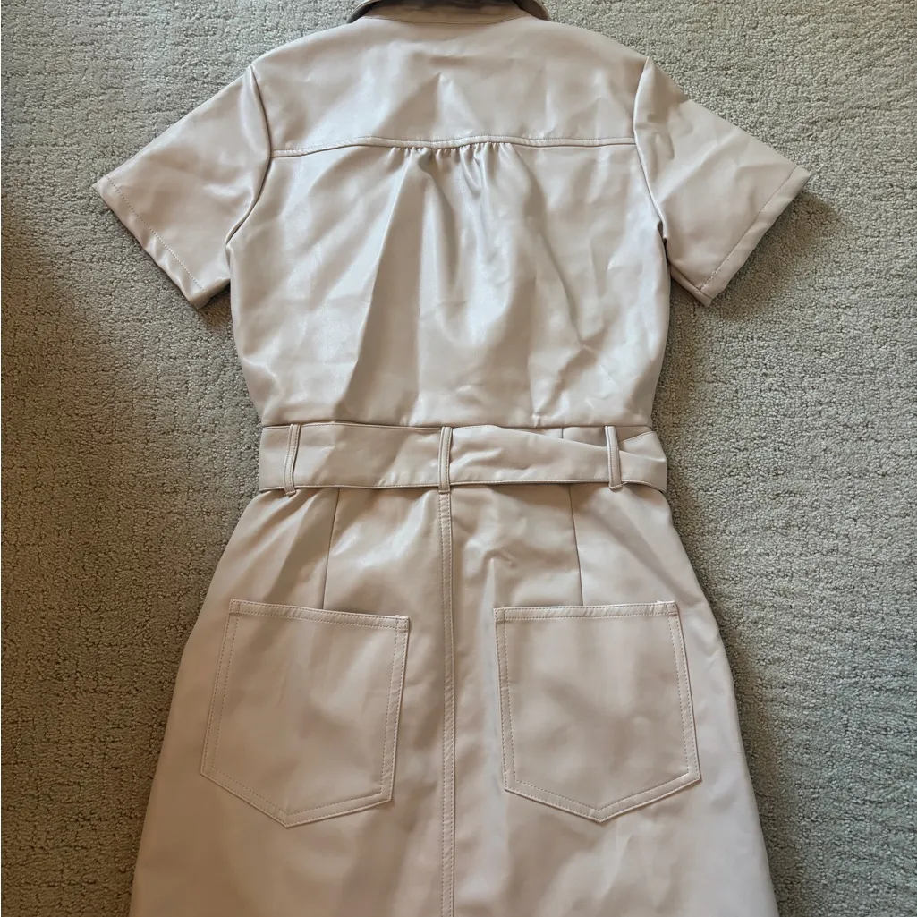 Triple Threads Cream Belted Mini Dress White - Image 5