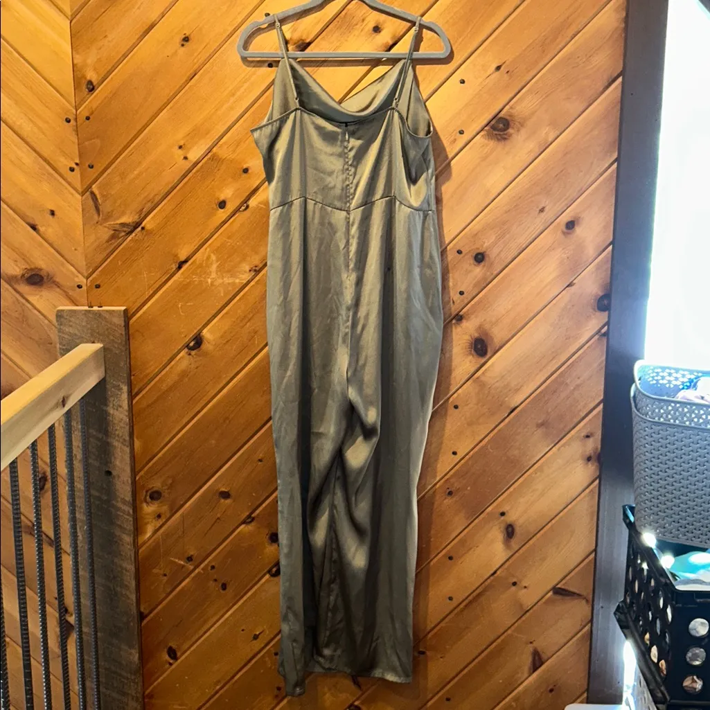 EXPRESS  gold bronze satin cowl neck jumpsuit - Image 5