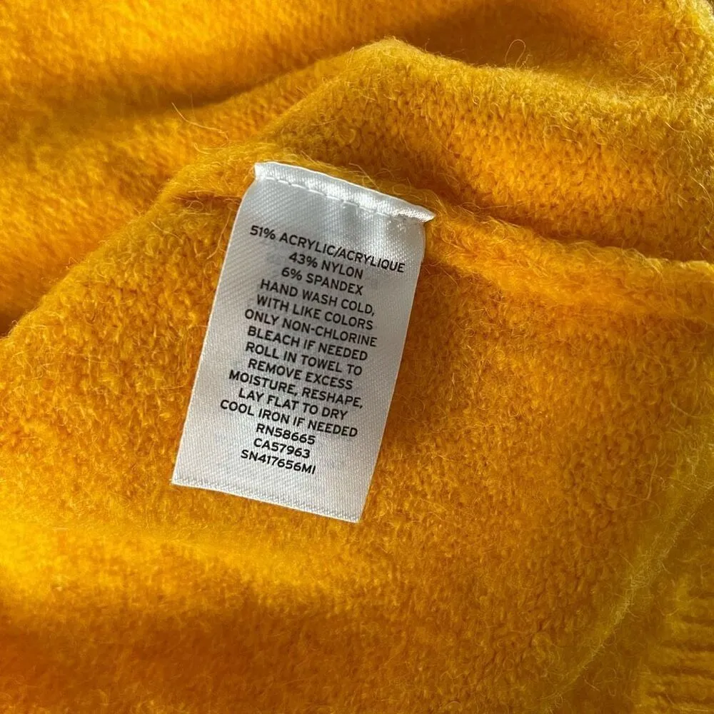 Something Navy Womens Turtle Neck Ribbed Trim Pullover Sweater Yellow Orange Med - Image 6