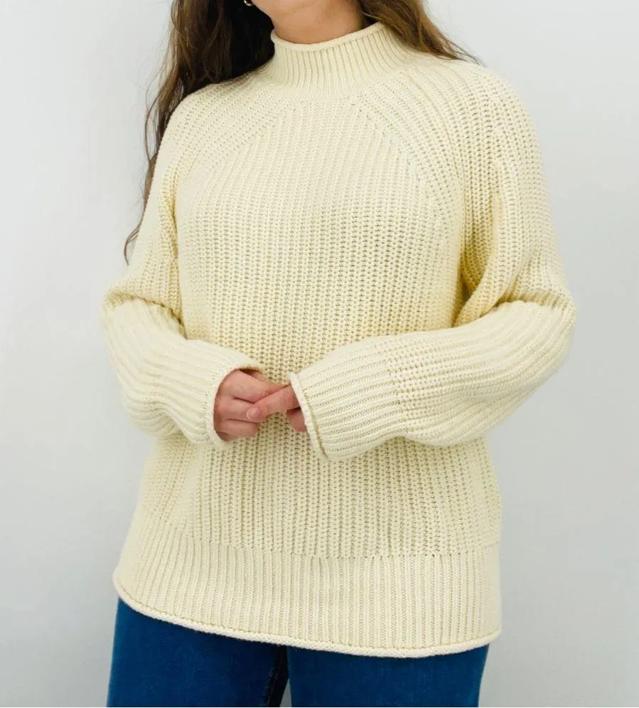 j. crew ivory chunky knit mockneck sweater size M - Image 6