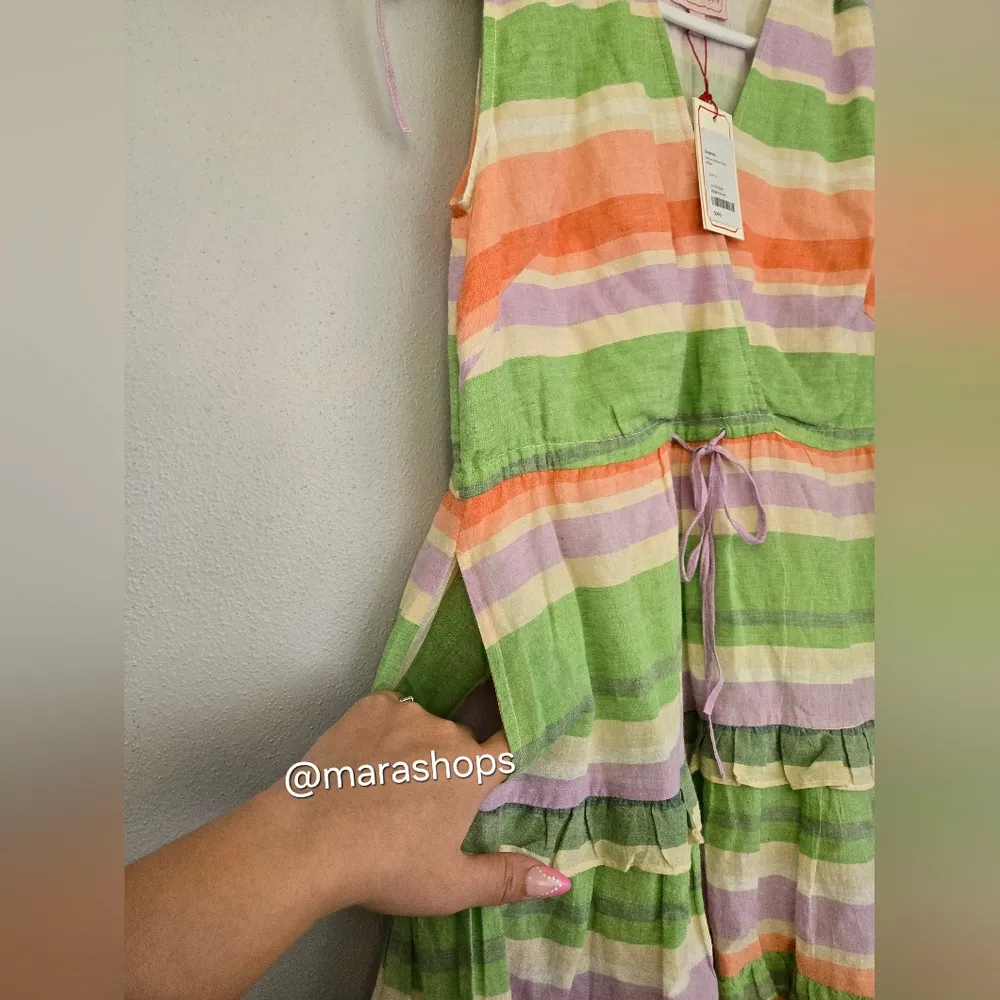 Banjanan Becca Fruit Stripe Mini Dress Orange - Image 4