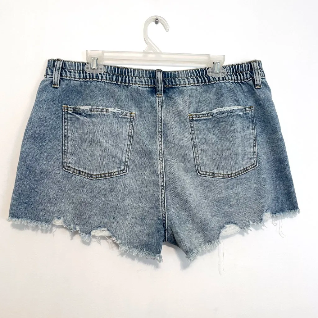 AERIE AMERICAN EAGLE Daydream Denim Short Light Wash Distressed Ripped Mid Rise? - Image 12