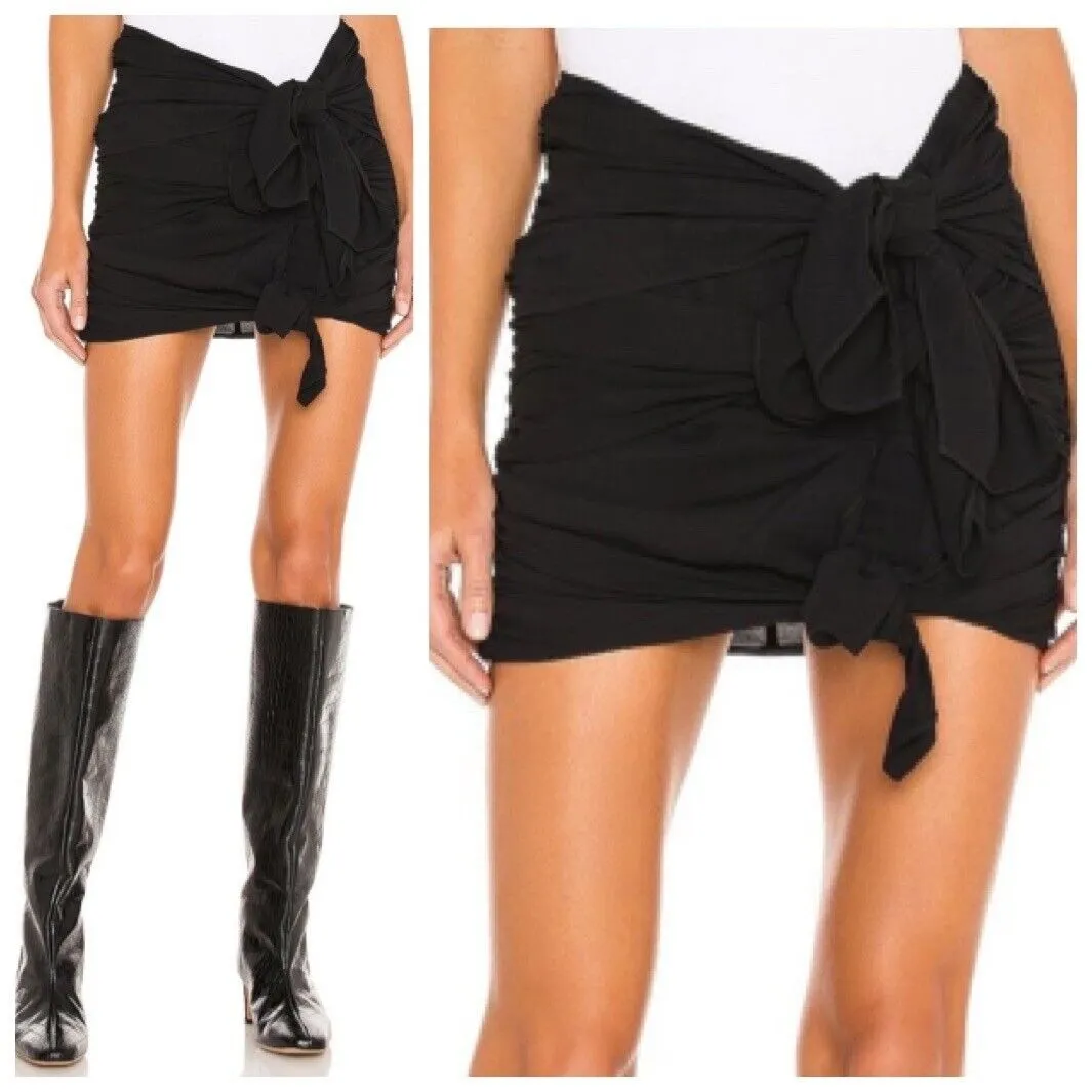 Lovers and Friends Dylane Mini Skirt Women’s Size XL Black Ruched Knot Detail - Image 2