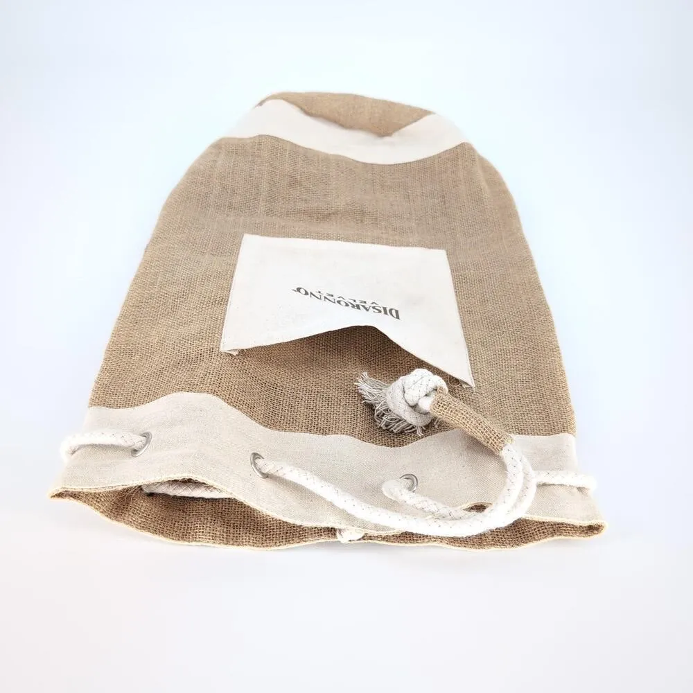 DiSaronno Velvet Cream Canvas Drawstring Bucket Bag / Backpack with Pocket - Image 5