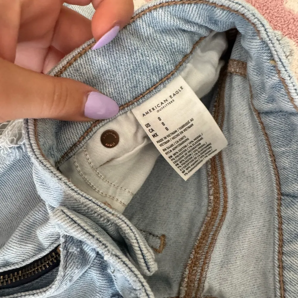 American Eagle Outfitters Light Blue Distressed Denim Shorts - Image 3