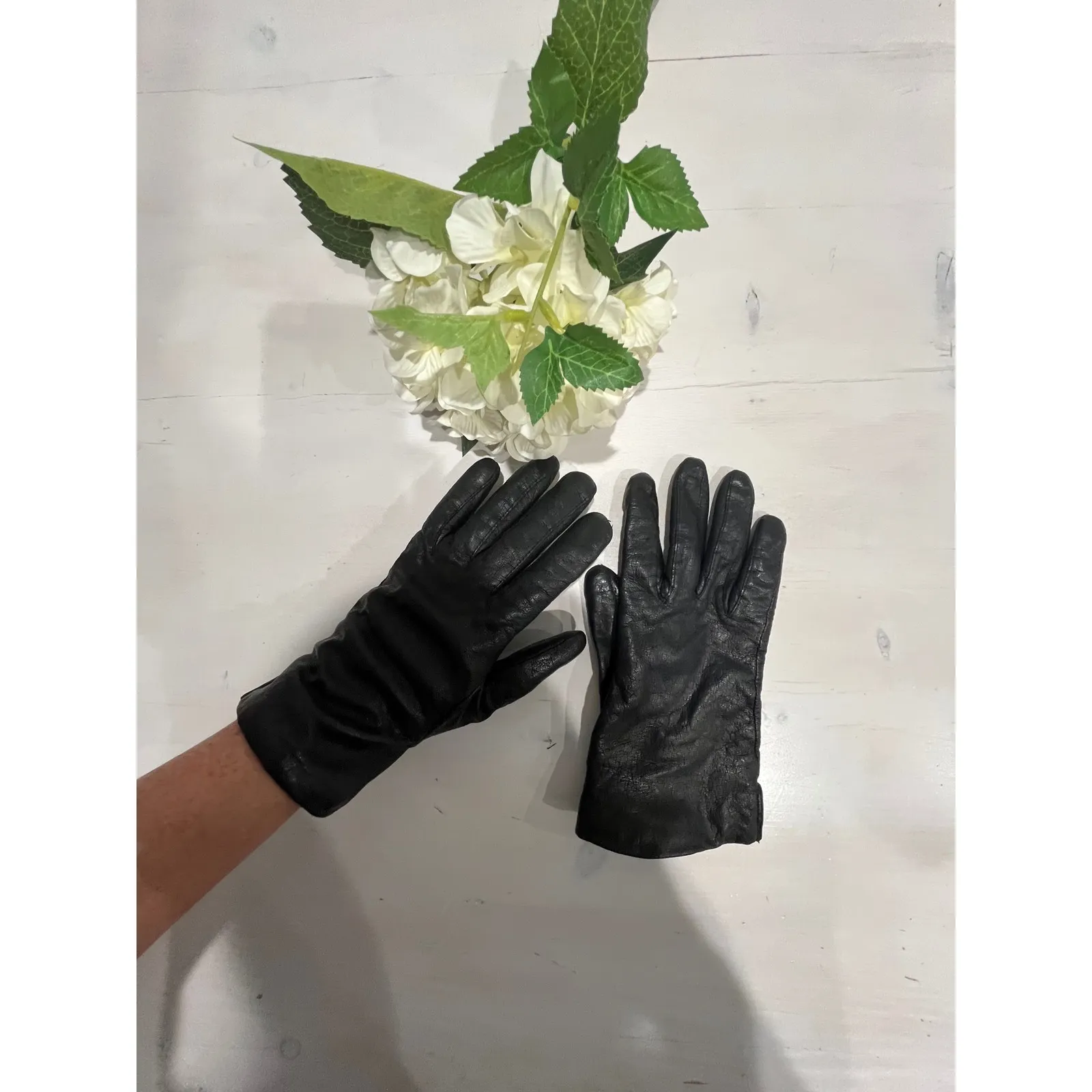 Womens Leather Gloves Acrylic Lined Winter‎ Driving Black - Image 3