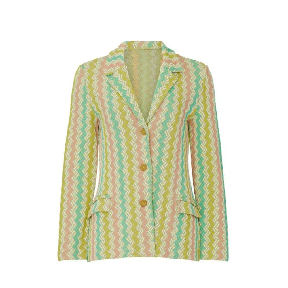 Anthropologie Aldo Martins Women‎ 12 Chevron Blazer Jacket Bamboo Spain Designer - Image 2