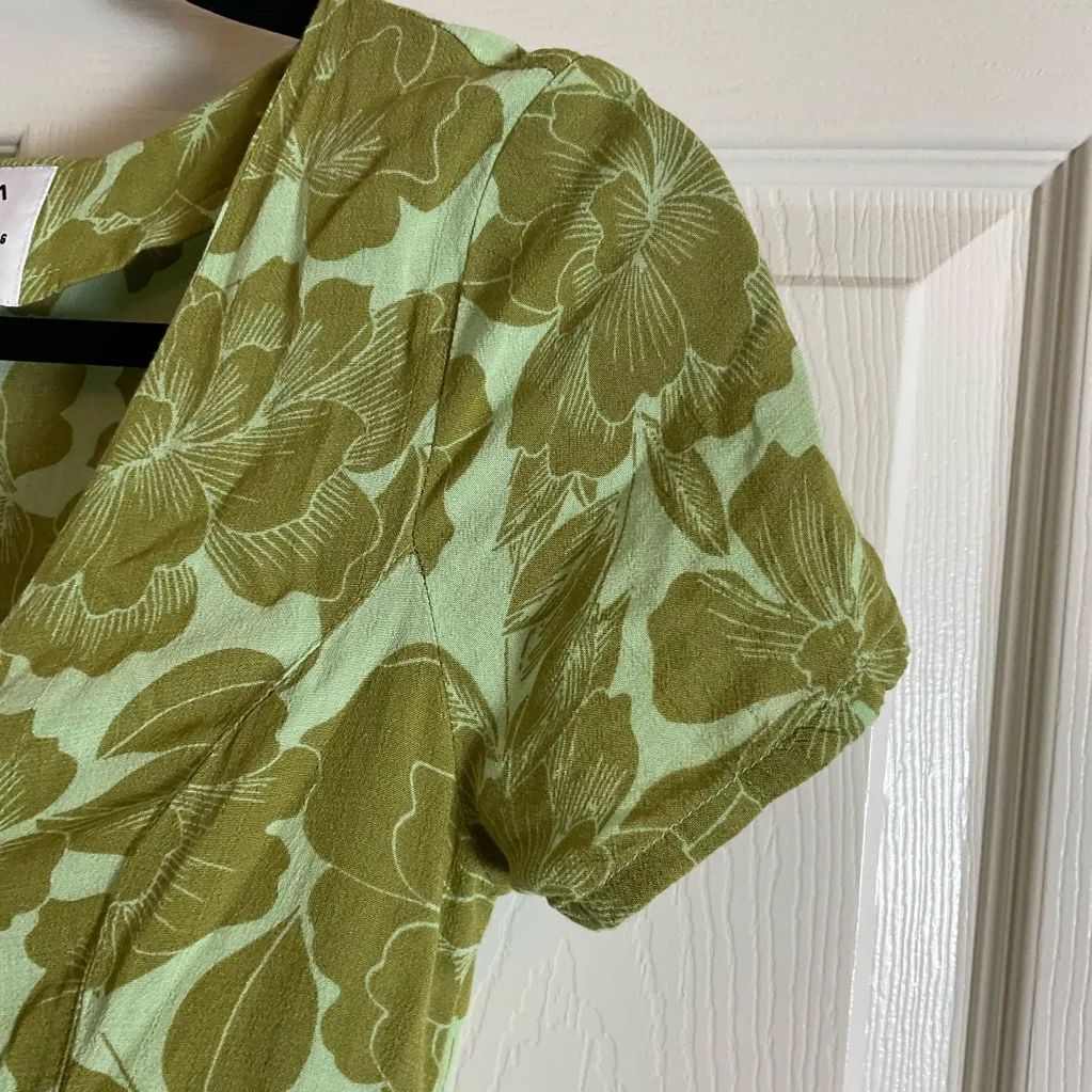 RVCA UNDERSTATED MINI Green Floral Button-Down Dress SIZE XSMALL - Image 7