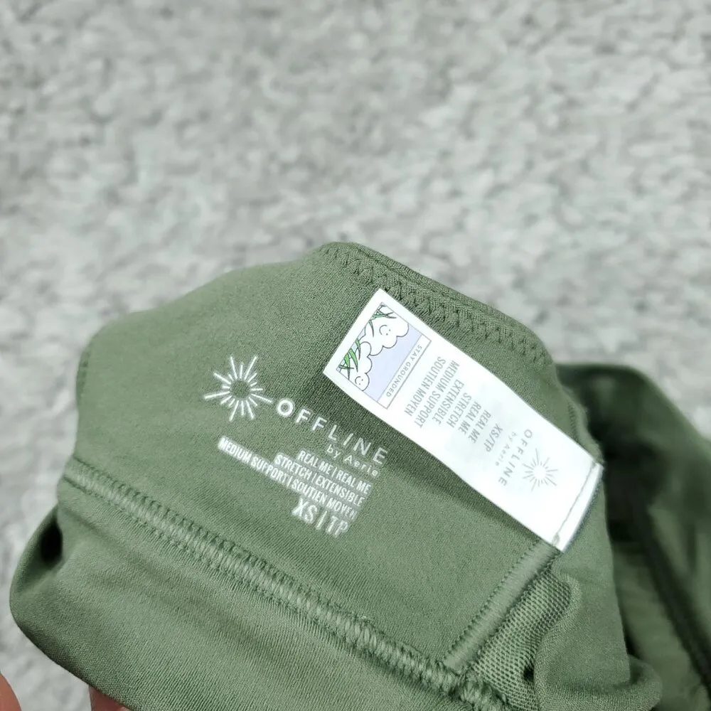 READ Offline By Aerie Real Me Ruched Sports Bra Green Size XS Padded Lined - Image 7