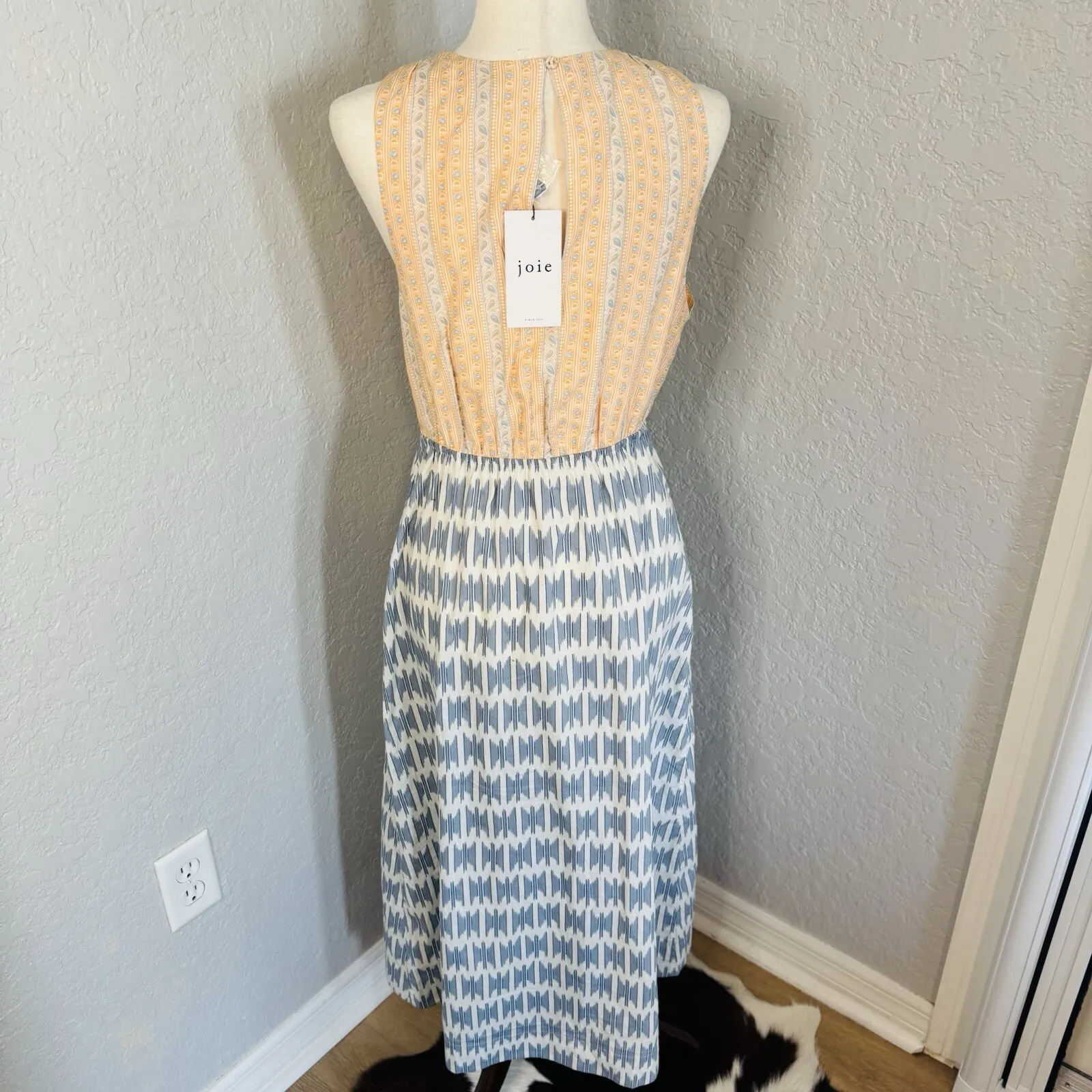 Joie Flippa Geo Print‎ Cotton Midi Dress, Blue/Yellow, Size 10, NWT - Image 14