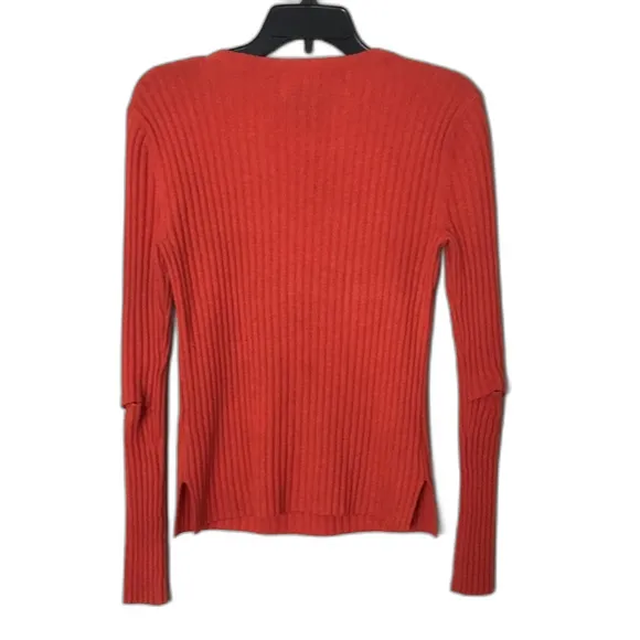 Frame overlap ribbed cutout knit top sweater wool blend size small fall romantic - Image 10