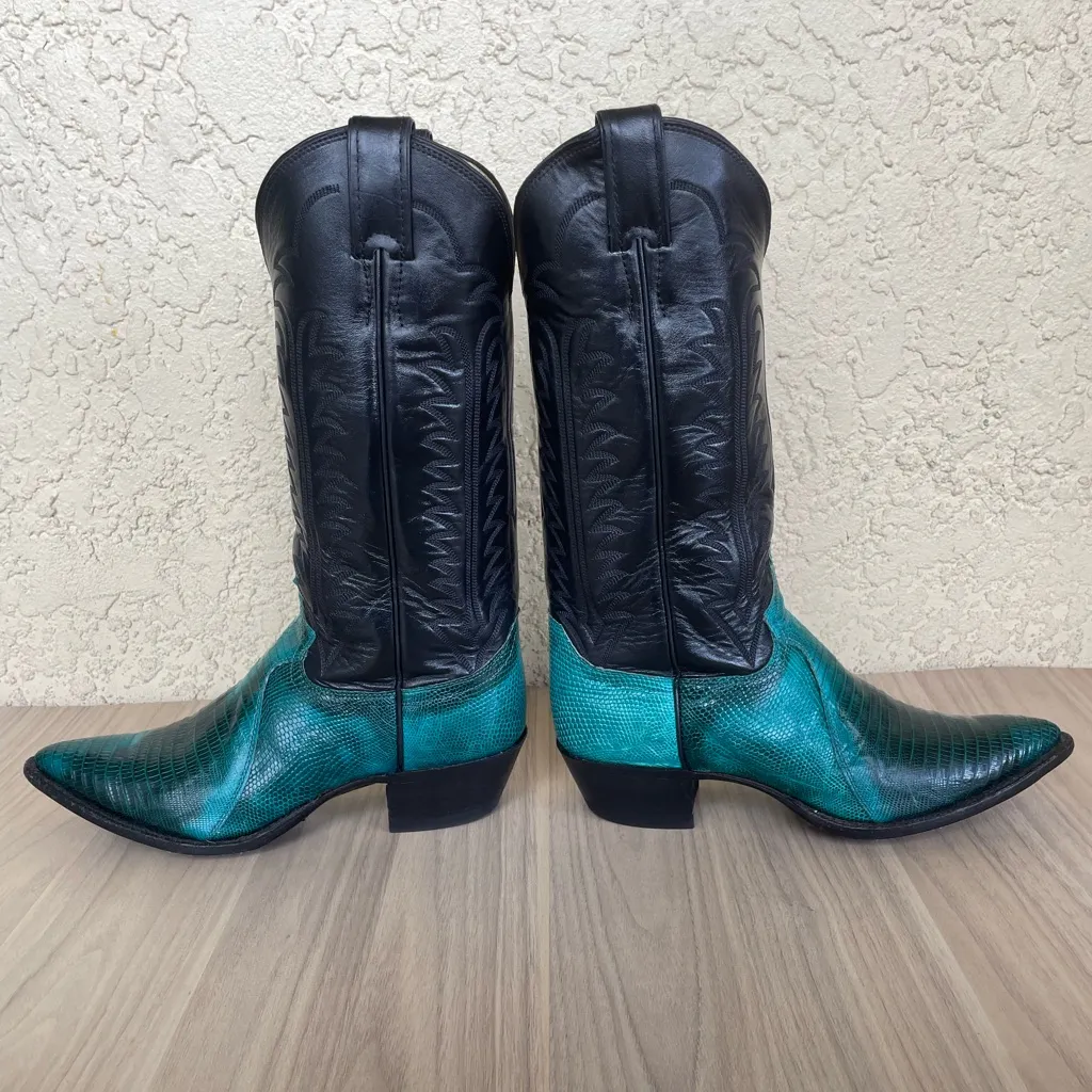 Justin Boots Black and Teal Combat Boots - Image 4
