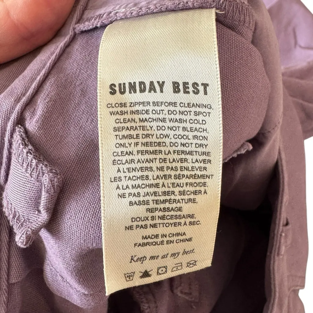Sunday Best x Aritzia - Purple Straight Leg Chic Cotton Pants Sz 2 - Image 7