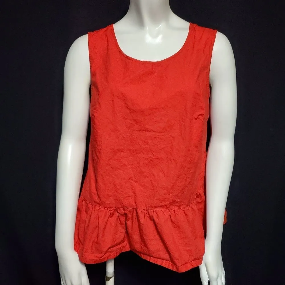 J. Crew Red Bow Back Peplum Tank Top (S) - Image 3
