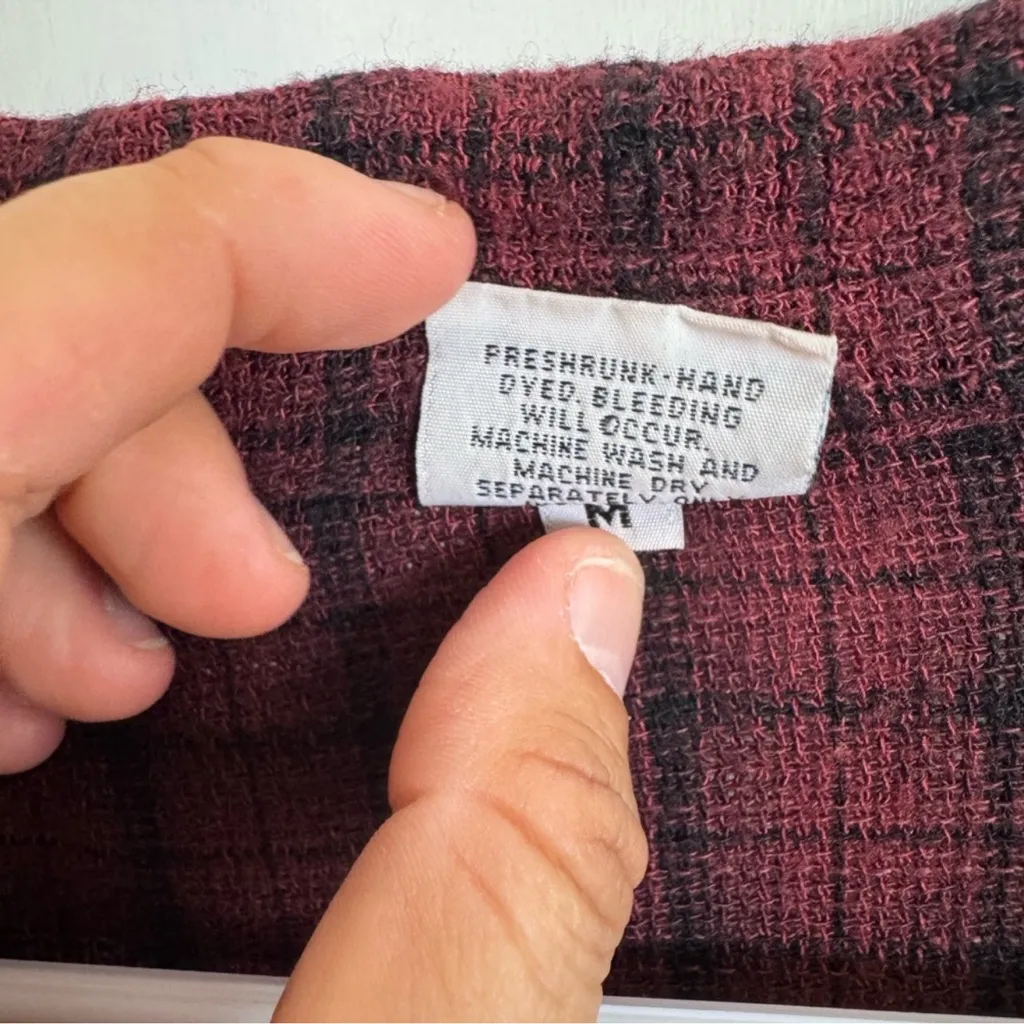 CP Shades burgundy plaid button front top size medium - Image 4