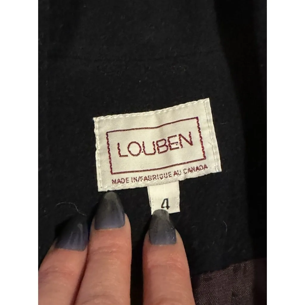 Louben Open Front Black Blazer Jacket Sweater Size 4 Career Designer Luxury VTG - Image 3