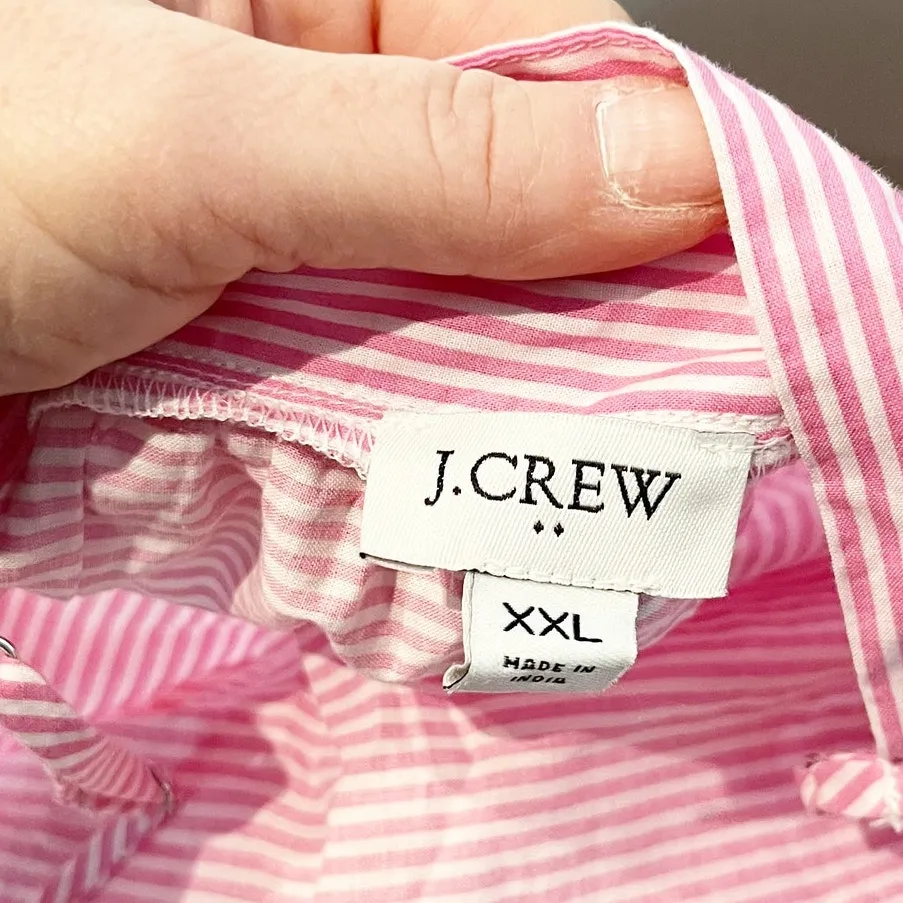 J. Crew Smocked Striped Colorblock Tiered Midi Sundress Dress Pink Orange XXL - Image 2