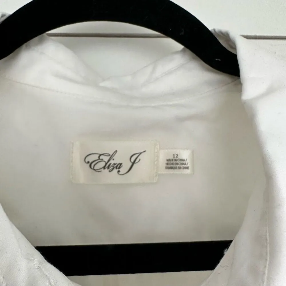 Eliza J Mixed Women’s 12 Media White Shirt Dress Printed Maxi NWT New - Image 6