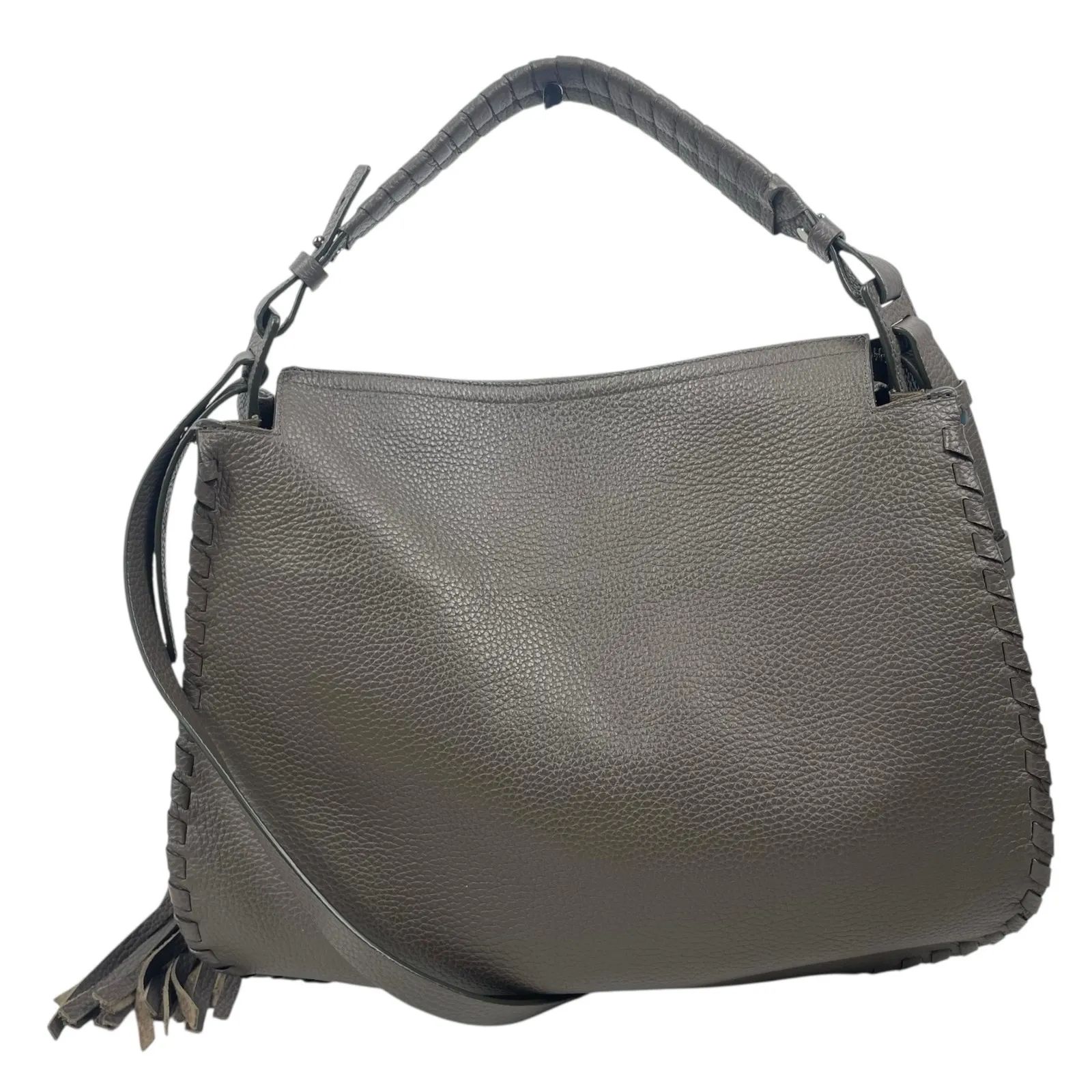 All Saints Mori Hobo Pebble Leather Bag Large Crossbody Bag Mink Grey - Image 3