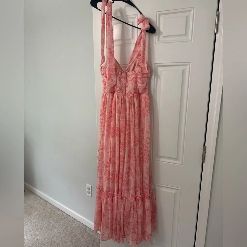 Maxi Coral Floral Dress Pink Size M - Image 4