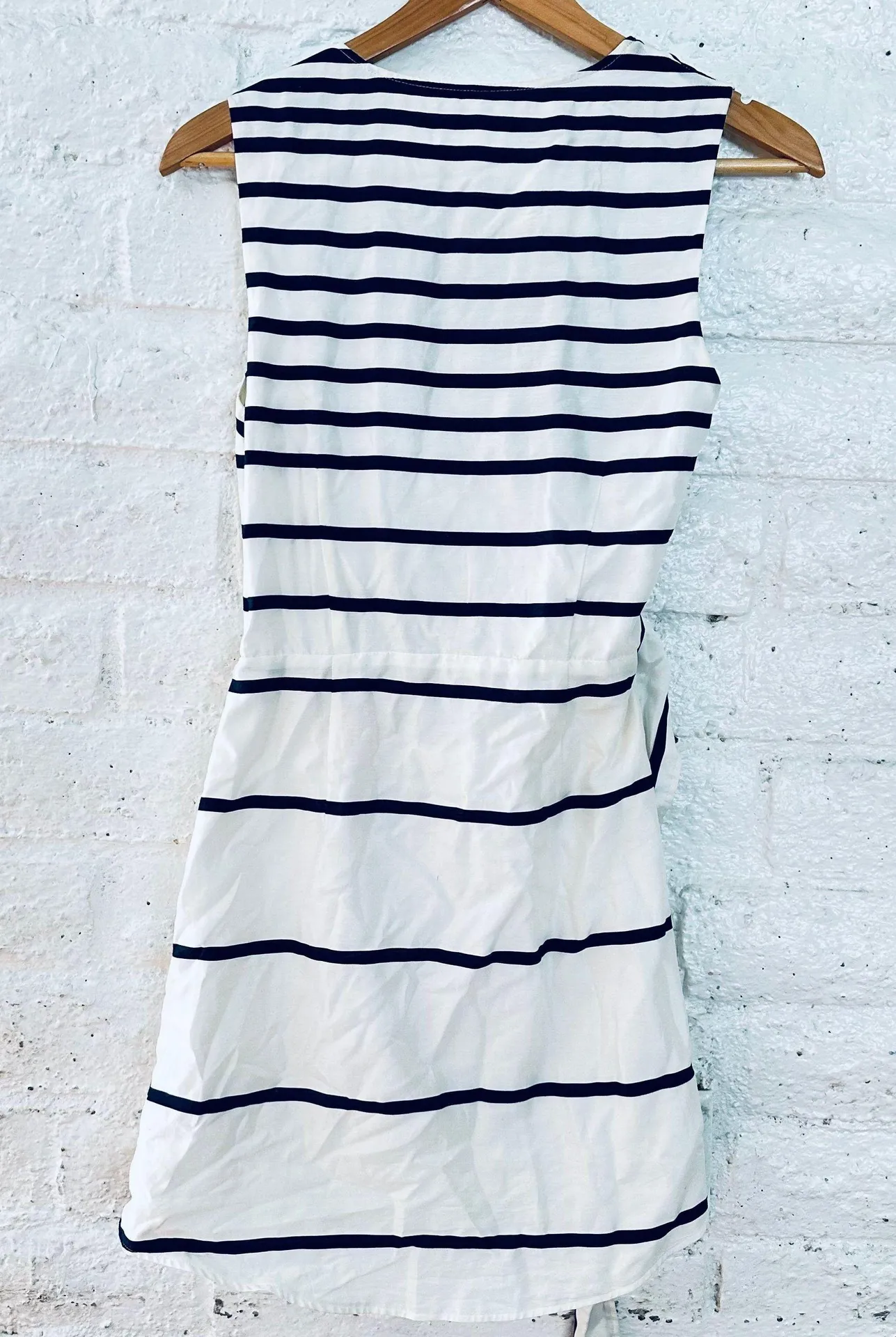 Faconnable Womens size 36 Wrap Top Side Tie Dress Silk Cotton Blend Striped Multi - Image 10