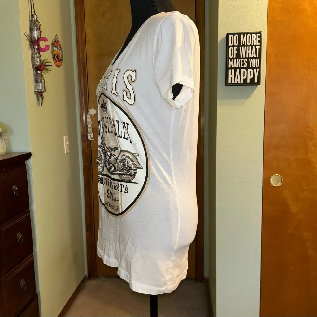 Sturgis 80th anniversary 2020 white short sleeve v-neck screen tee size XXL - Image 4