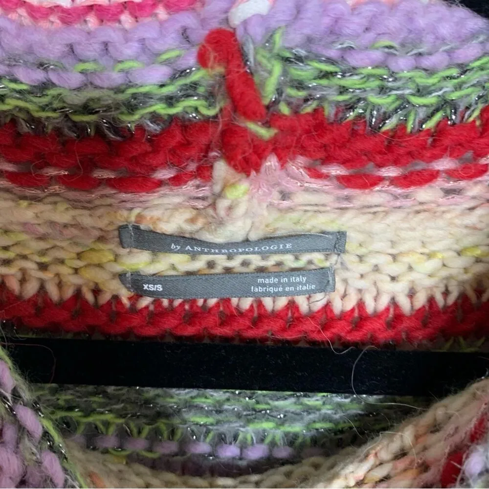 Anthropologie striped oversized bell sleeves turtleneck‎ sweater size small boho - Image 5