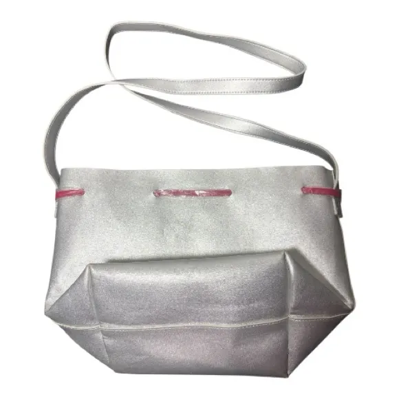 ISSEY MIYAKE PARFUMS Metallic Silver Bucket Bag with Pink Accents - Image 3