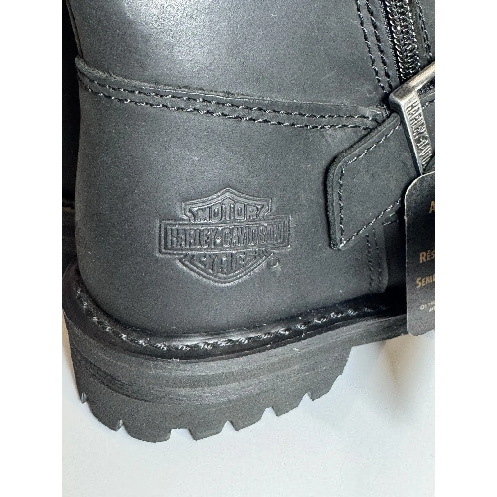 Harley davidson Motorcycle BOOTS womens black leather 6 zip pull slip ankle 8" - Image 6