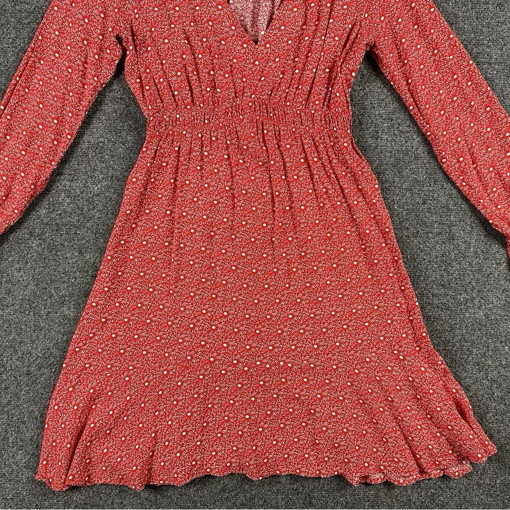 Anthropologie Maeve Floral Print  Mini Dress XXS Fairy Cottage Core Monaco Red - Image 3