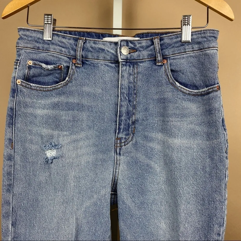 Super high Rise Mom Jeans Size 13 Junior 29 Light Wash Distressed Cali - Image 12