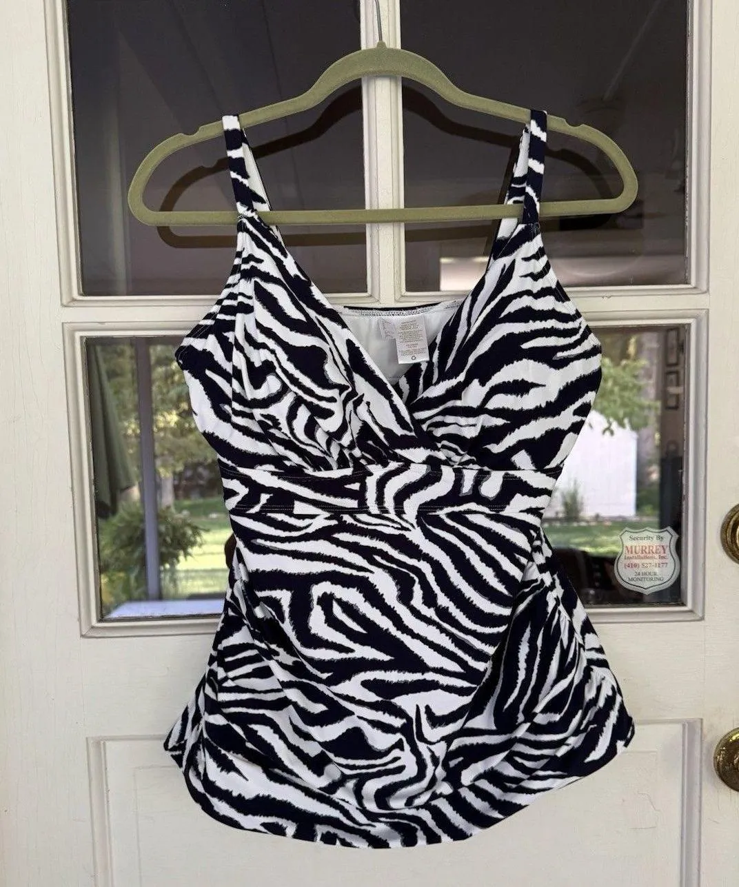 Anne Cole Women's Surplice V-Neck Shirred Tankini Top - Navy White 38 DD - Image 12