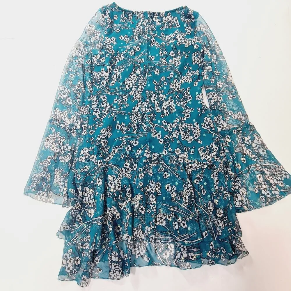 House of Harlow 1960 x REVOLVE Vaida Mini Dress in Teal Floral Multi Small Blue - Image 10