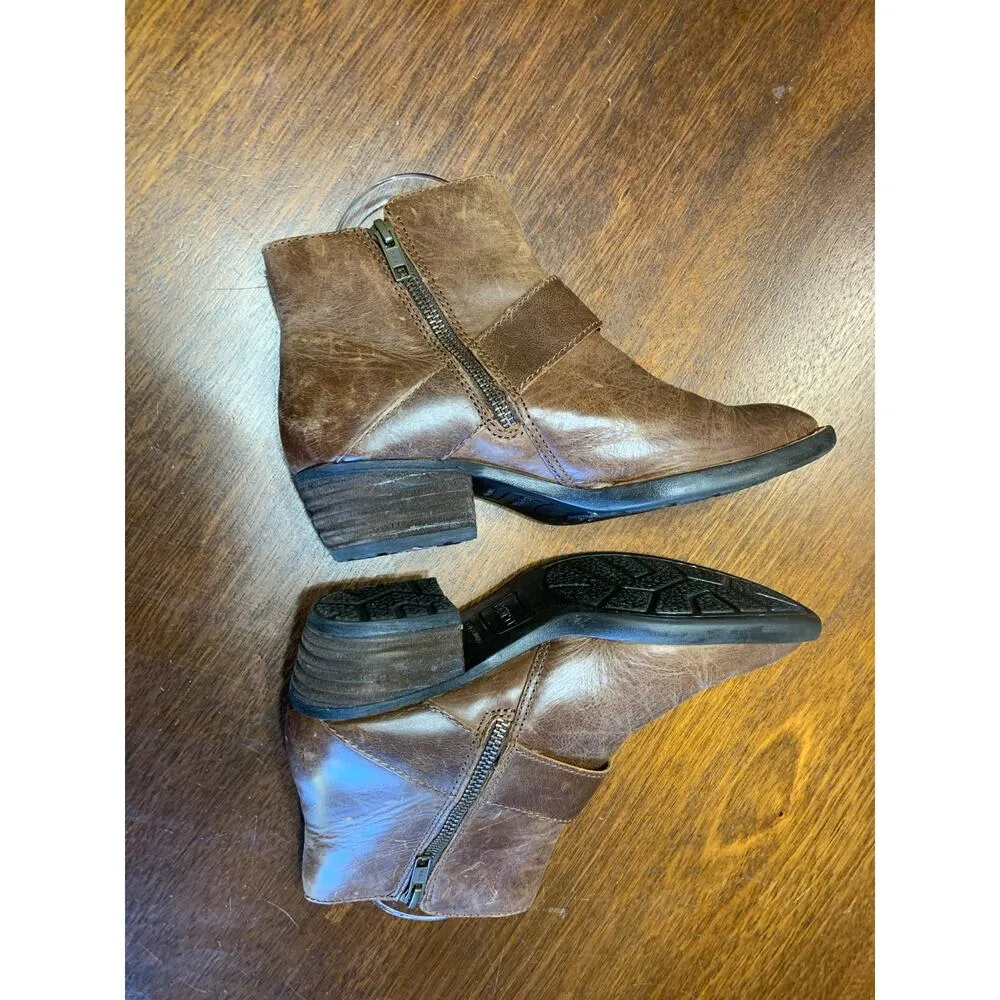 Born Brown Leather Ankle Boot Women 6 Fringe Grunge Western Cowgirl Witch Hobbit - Image 4