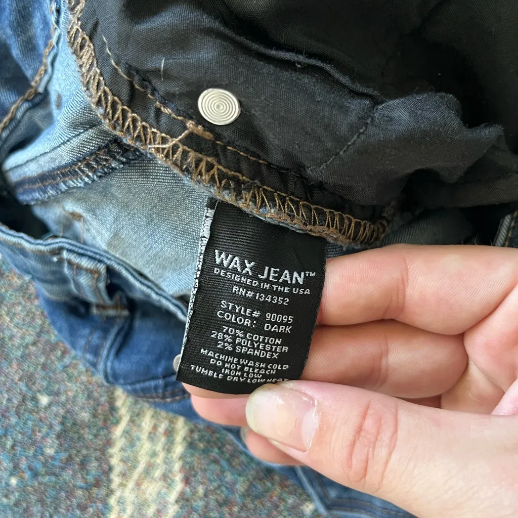 Wax Jean “Butt, I Love You” Distressed Skinny Jeans Dark Wash Women’s 3 Low Rise - Image 15