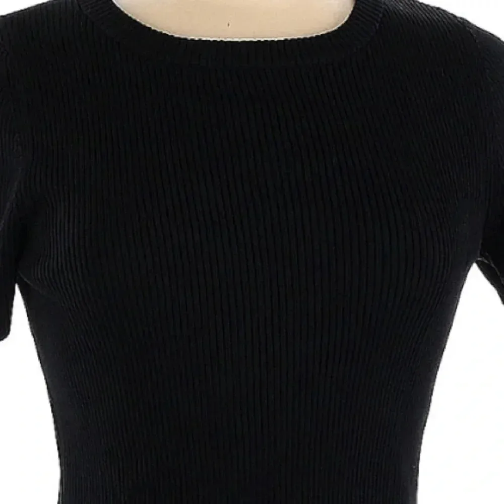 Donna Karan Black Ribbed Bodycon Sweater Midi Dress Women’s Size Medium M - Image 2