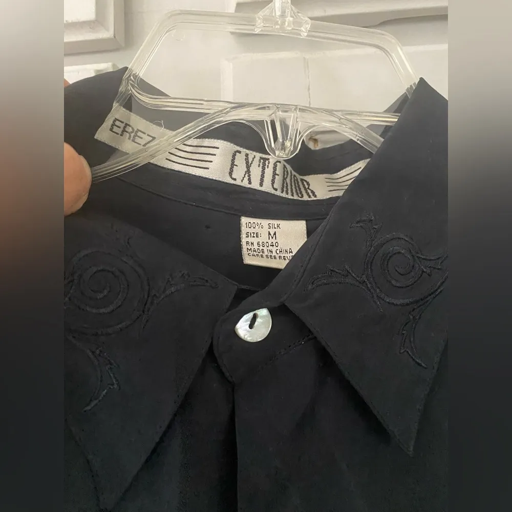 Vintage 100 percent silk Erez silk shirt M Size M - Image 3