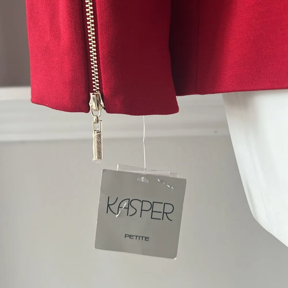 Kasper Zip Cuff Notched Collar One-Button Blazer in Red Petite Size 10, New $129 - Image 7