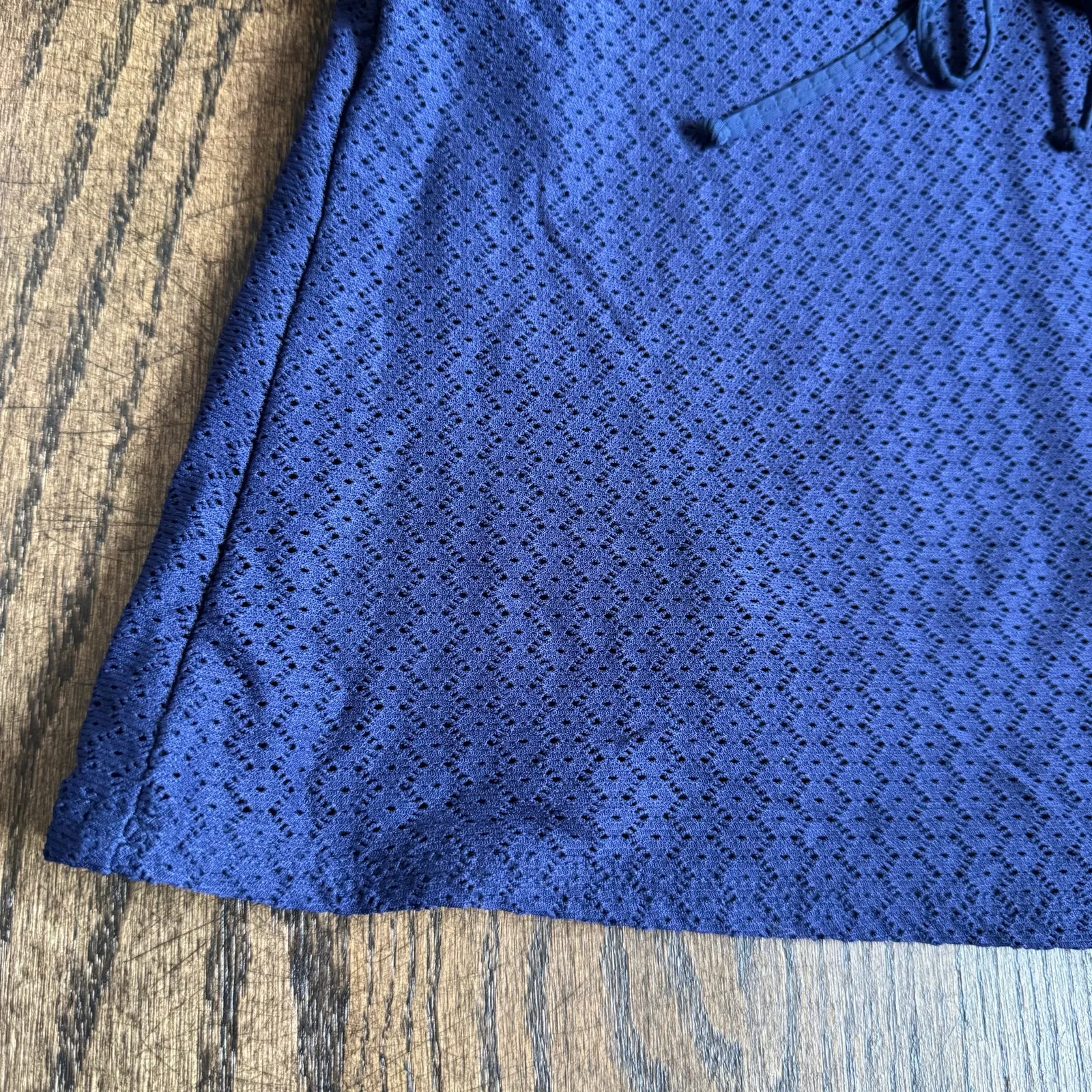 Lands End Womens Navy Blue Eyelet Ruched Underwire Tankini Swim Suit Top Size 8D - Image 3