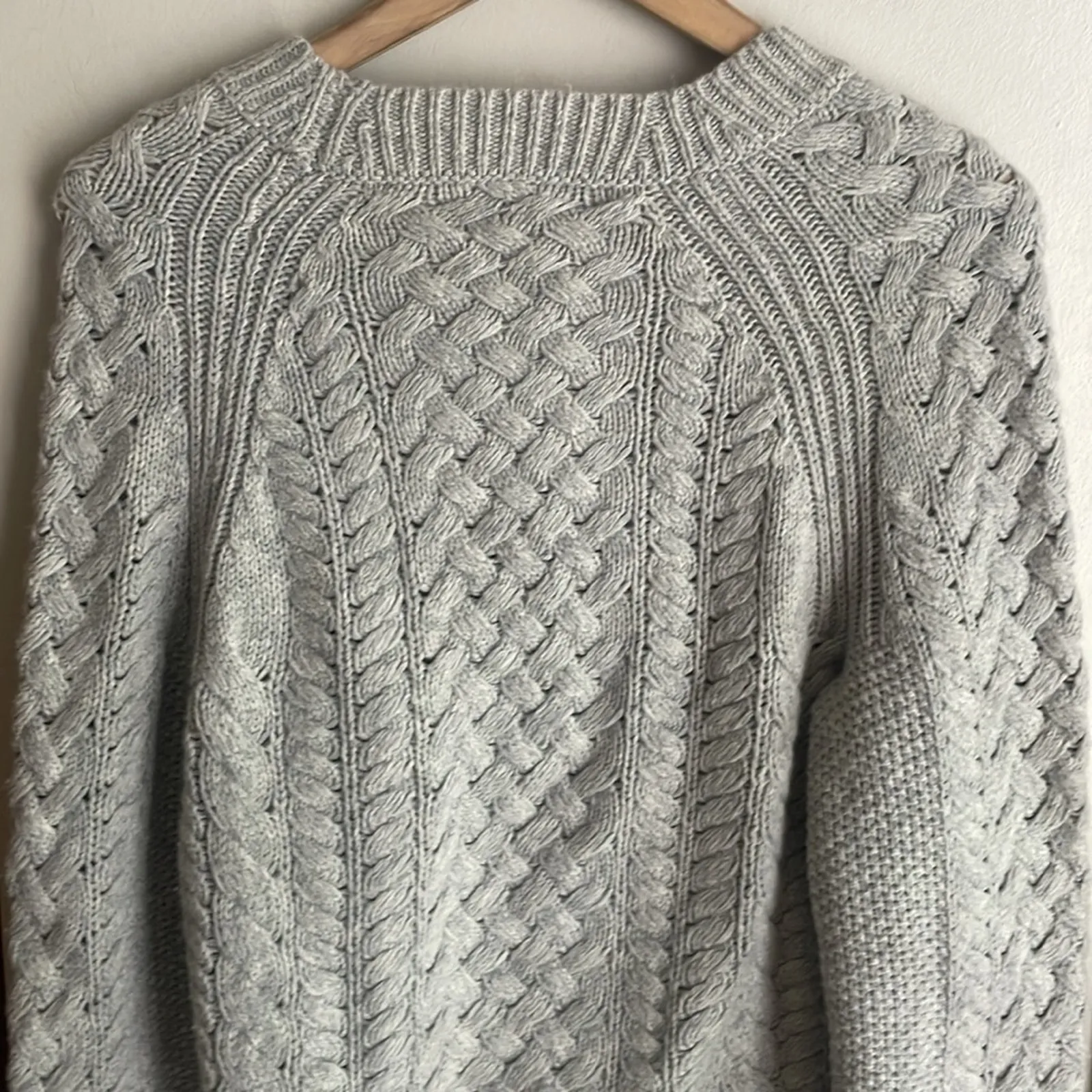 J.Crew Cable-knit Sequin Sweater Gray - Image 11