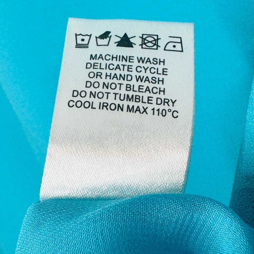 CROSBY by Mollie Burch Turquoise Chiffon Angel Wing Sleeve Shift Dress Size M - Image 9