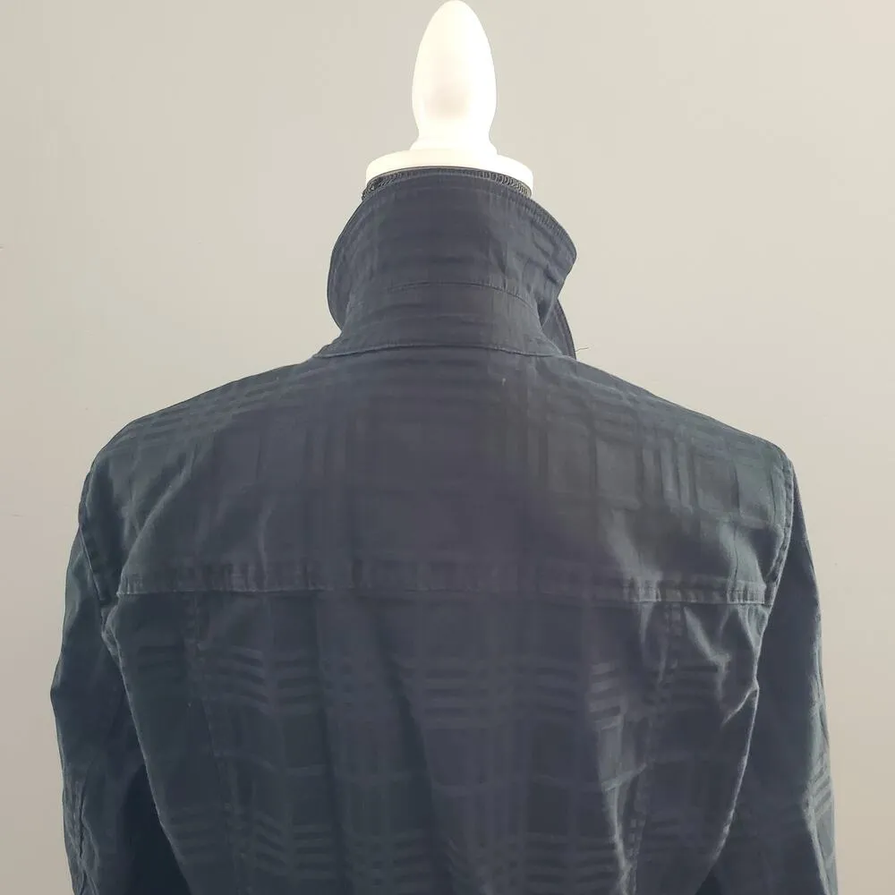 Jones New York Signature Black Zip-Up Checkered Print Jacket L - Image 4