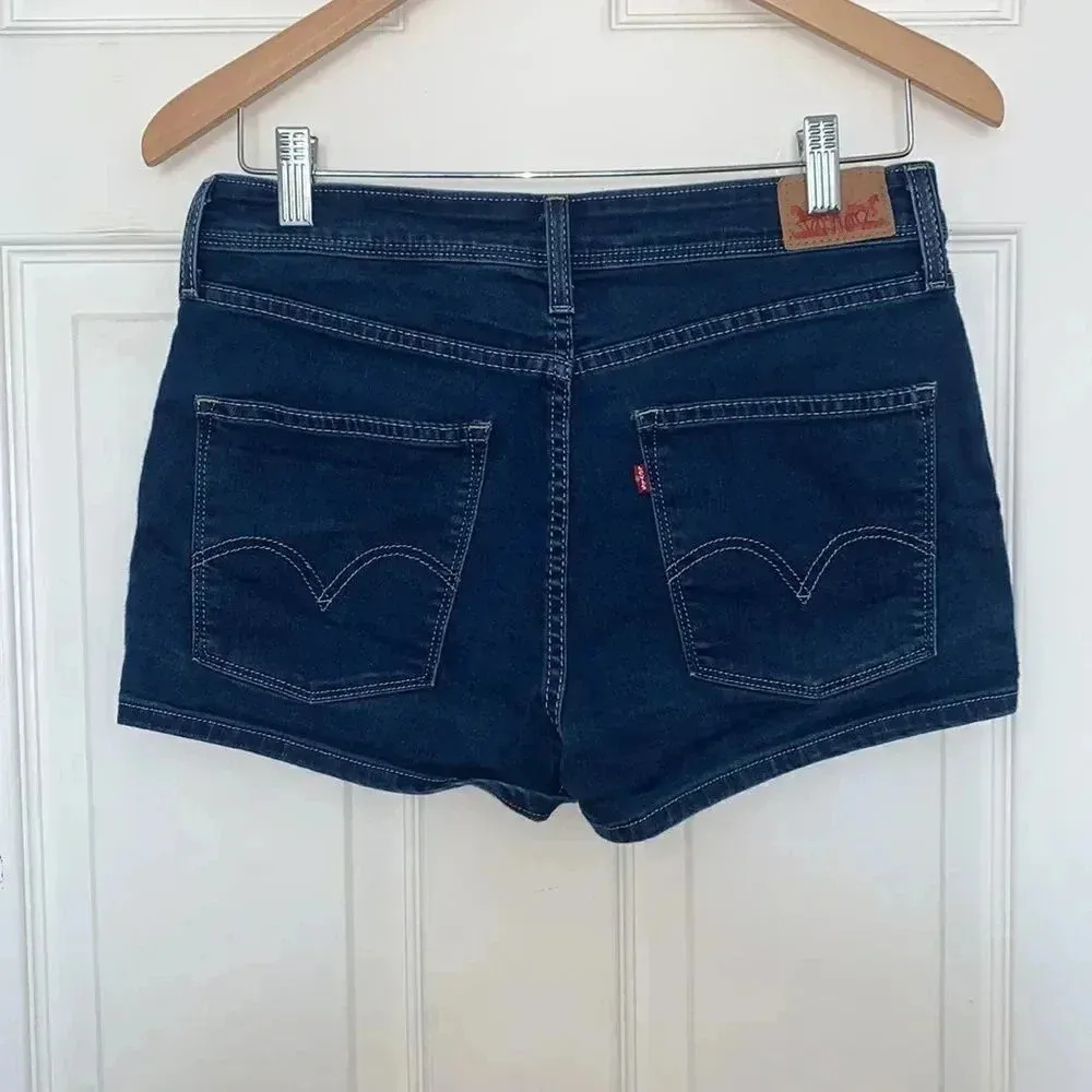 Levi’s High Rise Denim Blue Shorts Size 7 - Image 2