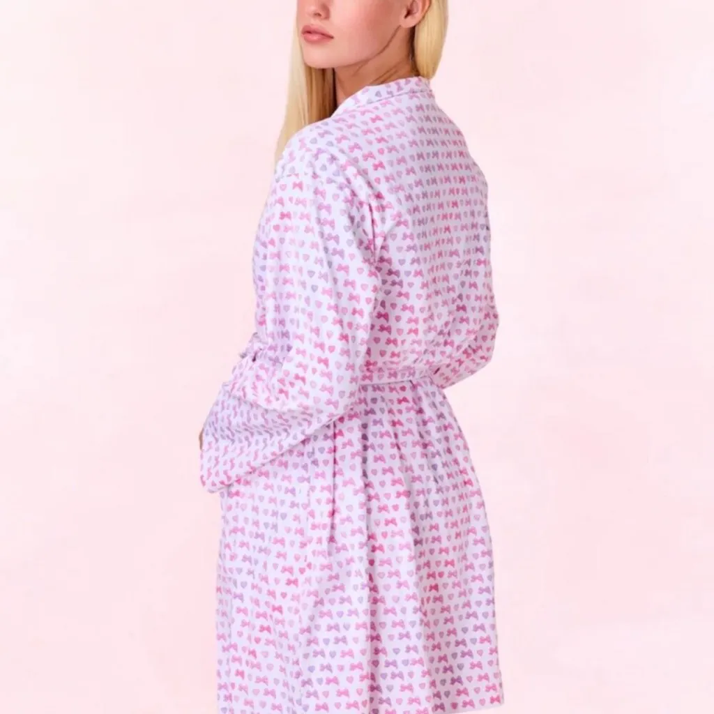 NWT Loveshackfancy × Roller Rabbit Disco Bow Blake Robe Limited Edition Sz M/L - Image 3