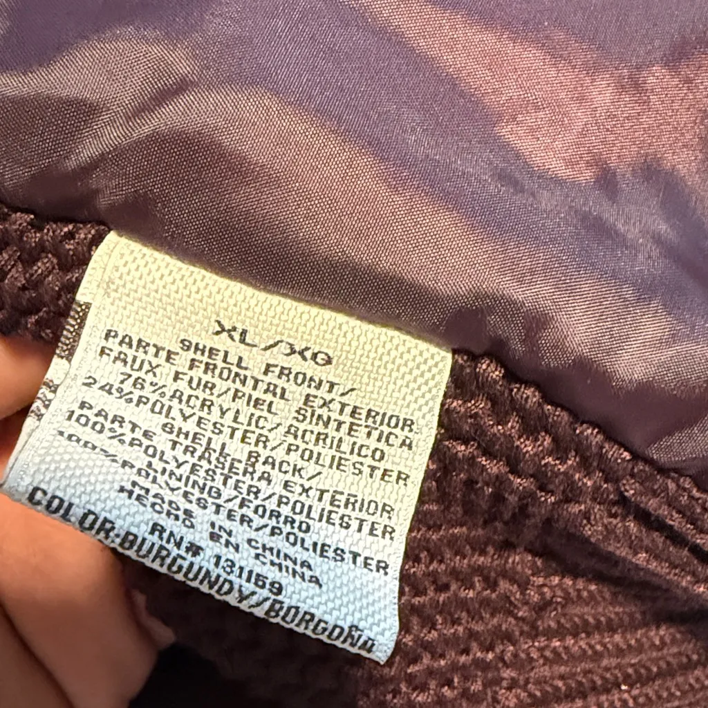 Sebby Collection faux fur sweater vest brown Maroon Black outerwear Size XL Purple - Image 3