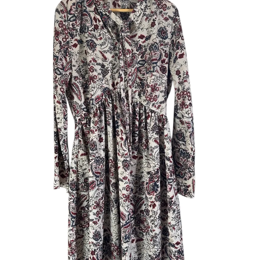 Chic Long Sleeve Floral Dress White Size M - Image 2