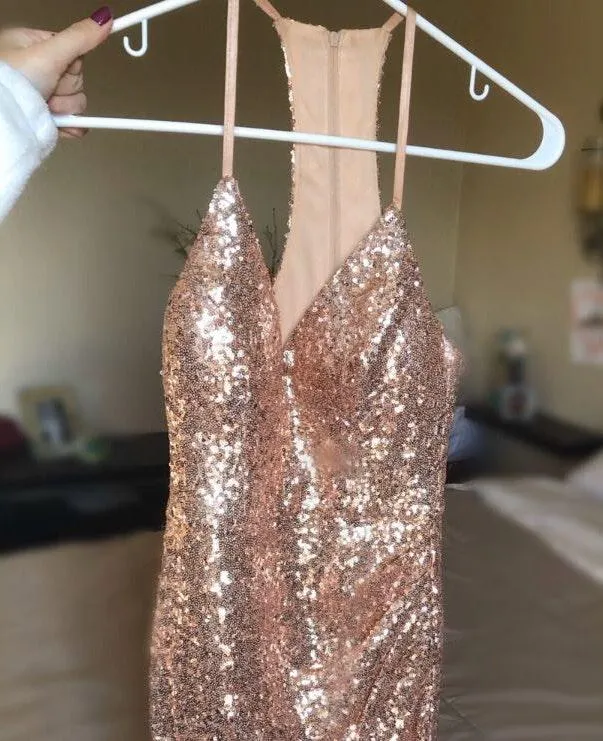 Rose Gold Sequins Party Dress  - Image 2
