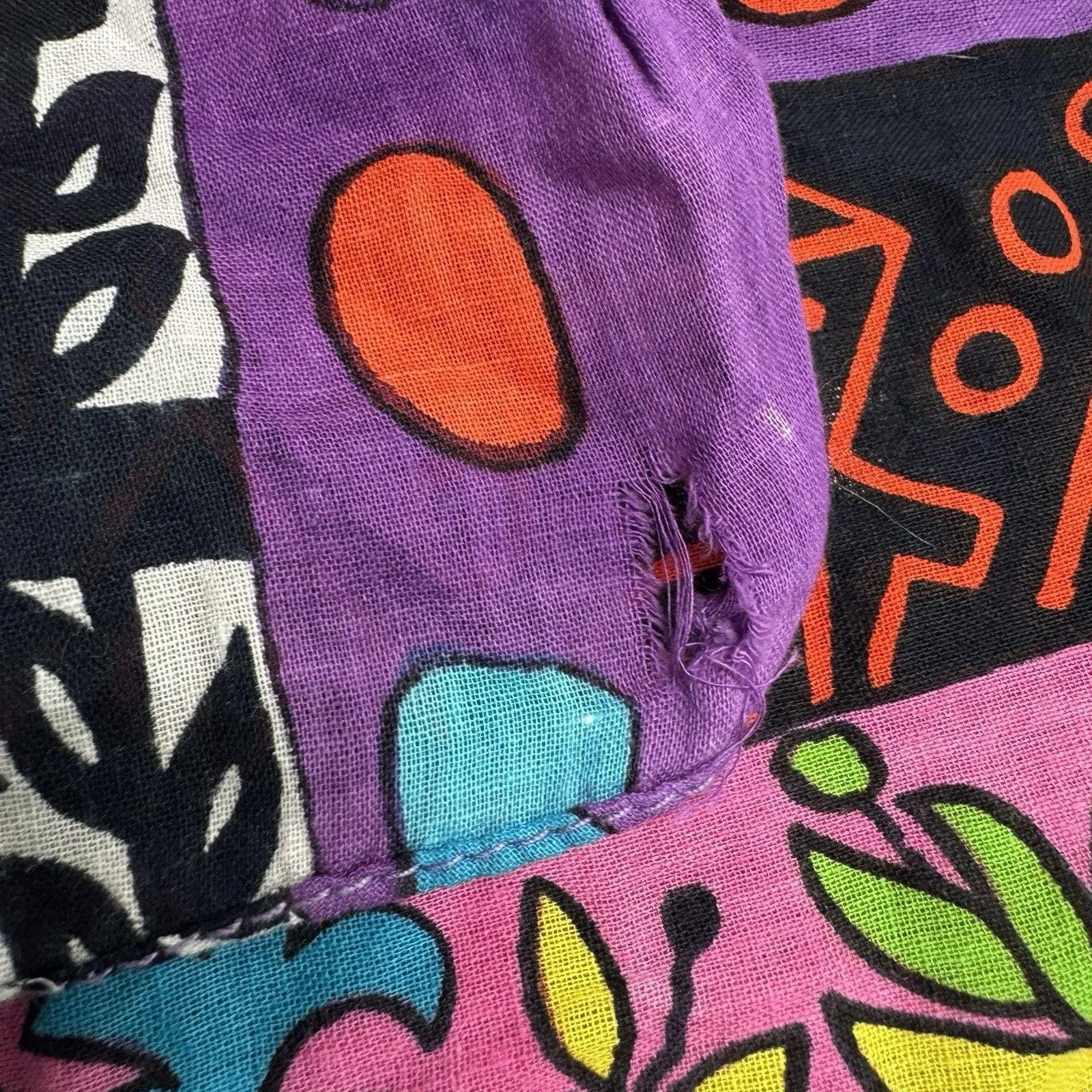 Steven Hein Australia Bright Block Print Cotton Scarf Wrap Rectangle 68 x 41 - Image 6